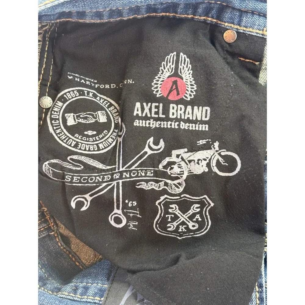 Axel Brand Relaxed Straight Leg Jeans Mens 34x30 Medium Wash Distressed Denim